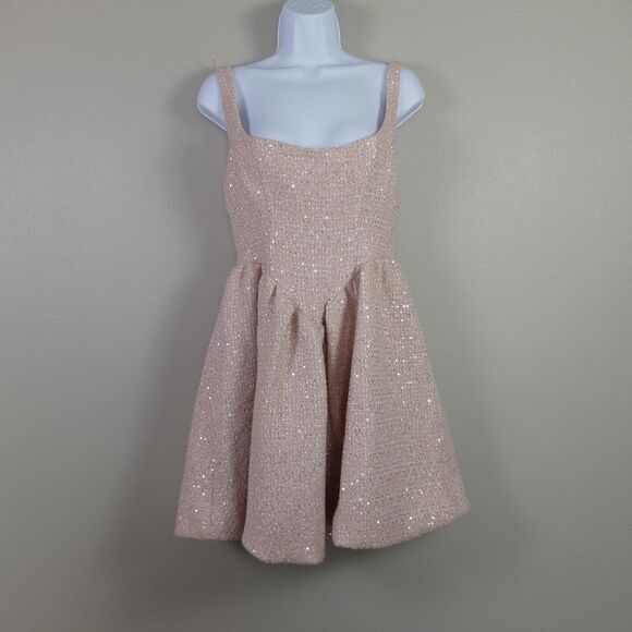 Aqua Dresses & Skirts - AQUA x Wicked Bloomingdale's Exclusive Pink Sequin Tweed Dress Size M NWT